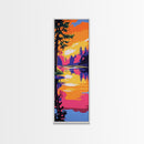 Autumn Pines, Golden Sunset, Framed Canvas Print, Woodland Wall Art, Cozy Nature Decor, Warm Fall Painting, Cabin Living Room Art