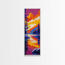 Mountain Reflection, Sunset Lake, Framed Canvas Print, Landscape Wall Art, Nature Home Decor, Serene Outdoor Painting, Bedroom Artwork