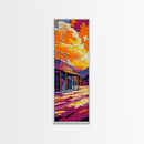 Old Western Town, Golden Sunset, Colorful Landscape, Framed Canvas Print, Rustic Wall Art, Country Home Decor, Warm Fall Aesthetic