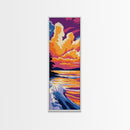 Ocean Sunset Wave, Beach Landscape, Vibrant Seascape, Framed Canvas Print, Coastal Wall Art, Nautical Decor, Summer Home Accent