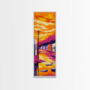 Desert Town Sunset, Southwest Landscape, Vibrant Colors, Framed Canvas Print, Boho Wall Art, Warm Tones, Southwestern Home Decor