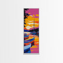 Docked Boats, Lake Sunset, Vibrant Wall Art, Nautical Decor, Canvas Print, Living Room Accent, Modern Boho Art, Gift Idea
