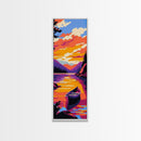 Mountain Reflection, Sunset Lake, Vibrant Wall Art, Peaceful Landscape, Canvas Print, Living Room Decor, Nature Inspired