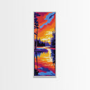 Twilight River, Colorful Reflection, Bold Landscape, Framed Canvas Print, Nature Lover Gift, Vibrant Home Art, Large Wall Art, Boho
