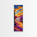 Desert Sunset, Southwest Art, Vibrant Adobe House, Colorful Western Print, Home Decor, Living Room Wall Art, Framed Canvas Print