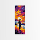 Lone Figure, Sunset Beach, Serene Ocean Scene, Moody Coastal Print, Contemplative Wall Art, Minimalist Aesthetic, Canvas Print