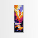 Mountain Sunset, River Reflection, Nature Escape, Framed Canvas Print, Boho Art, Living Room Decor, Scenic Landscape, Vibrant Colors