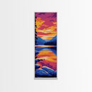 Twilight Lake, Mountain Reflection, Framed Canvas Print, Nature Wall Art, Autumn Landscape, Living Room Decor, Sunset Colors