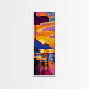 Sunset Balcony, Coastal, Vibrant, Relaxing, Framed Canvas Print, Sunset Art, Coastal Wall Art, Dining Room Decor, Beach Vibes