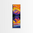 Lake Reflection, Colorful Mountain Wall Art, Tranquil Nature Decor, Lodge Framed Canvas Print, Living Room Accent, Modern Aesthetic