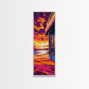 Boardwalk View, Coastal Sunset, Oceanfront Scene, Nautical Home Decor, Vibrant Landscape, Framed Canvas Print, Beach House Wall Art