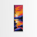 River Reflection, Sunset Landscape, Tranquil Nature Art, Vibrant Wilderness Scene, Cozy Home Decor, Canvas Print, Living Room Art