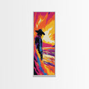 Western Cowboy Art, Canvas Print, Sunset Landscape, Lone Rider Painting, Dramatic Wall Decor, Country Living Room Art, Rustic Style