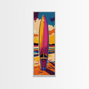 Vibrant Surfboard Art, Framed Canvas Print, Beach Wall Decor, Coastal Living Style, Summer Vibes, Tropical Artwork, Boho Home Decor
