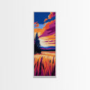 Lake Sunset, Scenic View, Mountain Horizon, Golden Glow, Canvas Print, Nature Wall Art, Living Room Decor, Cozy Rustic Home
