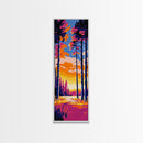 Sunset Forest, Pathway, Framed Canvas Print, Boho Nature Art, Autumn Wall Decor, Living Room Artwork, Forest Painting, Vibrant Art