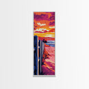 Coastal Sunset, Beach Fence, Landscape, Framed Canvas Print, Seascape Wall Art, Nautical Home Decor, Boho Painting, Summer Vibes