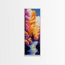 River Landscape, Colorful Trees, Abstract Nature Art, Autumn Scene, Vibrant Wall Art, Eclectic Home Decor, Framed Canvas Print