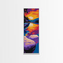 Tranquil Lake, Sunset Serenity, Vibrant Art, Framed Canvas Print, Home Office Wall Art, Boho Art, Autumn Decor, Gift Idea