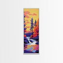 Forest Reflection, Tranquil Nature Art, Framed Canvas Print, Lakeside Sunset, Serene Wall Decor, Meditation Room Art