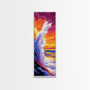 Ocean Wave Crash, Dramatic Seascape, Vibrant Coastal Art, Framed Canvas Print, Nautical Home Decor, Bold Colorful Aesthetic, Beach House