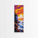 Cliffside Sunset, Ocean Waves, Vibrant Seascape, Canvas Print, Coastal Wall Art, Beach House Decor, Modern Living Room Art