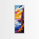 Cliffside View, Ocean Sunset, Dramatic Landscape, Vibrant Horizon, Canvas Print, Nature Wall Art, Modern Decor, Living Room Artwork