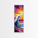 Ocean Wave, Surfing Art, Framed Canvas Print, Beach House Wall Art, Coastal Home Decor, Nautical Wall Art, Vibrant Seascape Painting