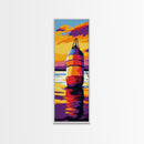 Buoy on Water, Nautical Scene, Sunset Reflection, Ocean Colors, Framed Canvas Print, Coastal Home Decor, Beach House Wall Art, Gift