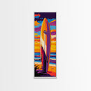Sunset Surfboard, Ocean Wall Art, Coastal Living Decor, Vibrant Beach Painting, Surfer Aesthetic, Tropical Art, Framed Canvas Print