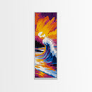 Giant Wave, Surf Art, Ocean Wall Decor, Beach House Print, Vibrant Seascape Painting, Nautical Aesthetic, Framed Canvas Print