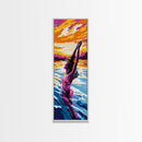 Joyful Swimmer, Vibrant Ocean Art, Summer Aesthetic Print, Coastal Decor, Colorful Beach Scene, Zen Meditation Art, Framed Canvas Print