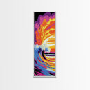 Crashing Wave, Ocean Wall Art, Surf Aesthetic Print, Tropical Beach Decor, Vibrant Seascape Painting, Coastal Vibes, Framed Canvas Print