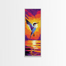 Soaring Bird, Sunset Wall Art, Nature Wildlife Print, Majestic Flight Painting, Bold Sky Colors, Living Room Accent, Framed Canvas Print