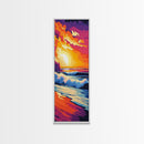 Tropical Sunset, Seaside Art, Colorful Landscape, Framed Canvas Print, Beach House Decor, Modern Coastal Wall Art, Vibrant Art