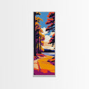 Woodland Path, Scenic Forest Trail, Vibrant Nature Art, Cozy Autumn Decor, Rustic Home Wall Art, Tranquil Landscape, Framed Canvas Print