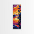 Sunset Reflection, Lake Art, Framed Canvas Print, Nature Wall Decor, Cabin Wall Art, Outdoor Aesthetic, Vibrant Landscape Painting