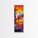 Lotus Flower, Sunset Lake, Water Lily, Zen Wall Art, Framed Canvas Print, Nature Inspired, Meditation Room, Spa Wall Decor