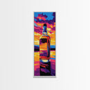 Whiskey Bottle Art, Bar Wall Decor, Retro Aesthetic, Canvas Print, Man Cave Decor, Liquor Lover Gift, Vibrant Sunset, Mid-Century Style