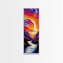 Sunset Canyon, Vibrant Landscape, Colorful Nature, Wall Art, Framed Canvas Print, Living Room Decor, Modern Home Aesthetic