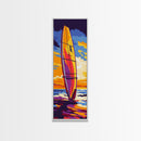Surfing Wave, Ocean Adventure, Vibrant Summer, Coastal Art, Framed Canvas Print, Beach House Decor, Nautical Wall Aesthetic
