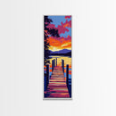 Dock Sunset Reflection, Framed Canvas Print, Lake Wall Art, Nature Decor, Sunset Art, Vibrant Landscape, Modern Art, Large Wall Art