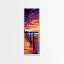 Beach Fence, Framed Canvas Print, Ocean Wall Art, Beach House Decor, Nautical Art, Vibrant Sunset, Relaxing Wall Art, Modern Landscape