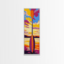 Kayak Paddle, Sunset Water, Canvas Print, Outdoor Adventure Wall Art, Lake Life Decor, Cabin Aesthetic, Nature Enthusiast Painting