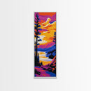 Forest Lake, Sunset Landscape Art, Wilderness Wall Decor, Framed Canvas Print, Living Room Art, Cabin Aesthetic, Rustic Decor