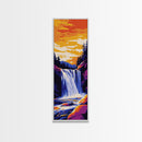Waterfall Sunset, Bold Nature Art, Outdoor Lover Gift, Framed Canvas Print, Vibrant Landscape, Living Room Wall Decor, Cabin Art