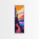 Sunset Trail, Scenic Mountain Path, Nature Lover Art, Framed Canvas Print, Adventure Aesthetic, Hiking Decor, Vibrant Landscape
