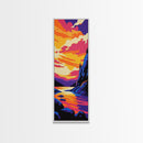 Colorful Cliffside, Bold Nature Art, Vibrant Landscape, Sunset Painting, Modern Wall Decor, Home Accent, Office Space, Canvas Print