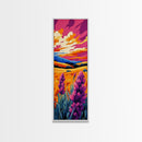 Wildflower Field, Vibrant Sunset, Colorful Landscape, Boho Decor, Nature Lover, Country Scene, Rustic Home, Living Room, Canvas Print