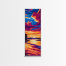 River Sunset, Serene View, Lake Reflection, Warm Colors, Peaceful Nature, Tranquil Scene, Cozy Home, Living Room, Canvas Print